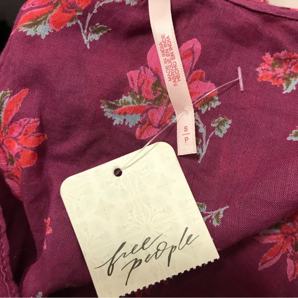 Free People Floral Amanda Ruffle Long Sleeve Blouse - Picture 8 of 9